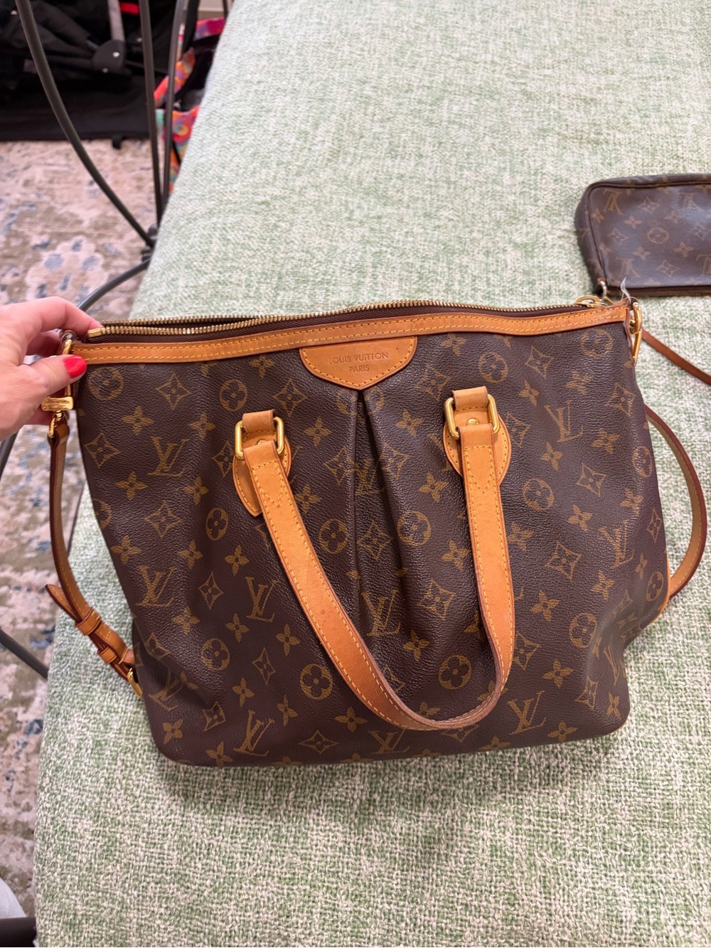Louis Vuitton Monogram Canvas Shoulder Bag - Brown with Tan Trim